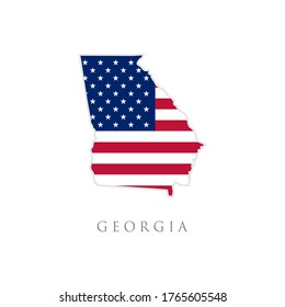 Shape of Georgia state map with American flag. vector illustration. can use for united states of America indepenence day, nationalism, and patriotism illustration. USA flag design