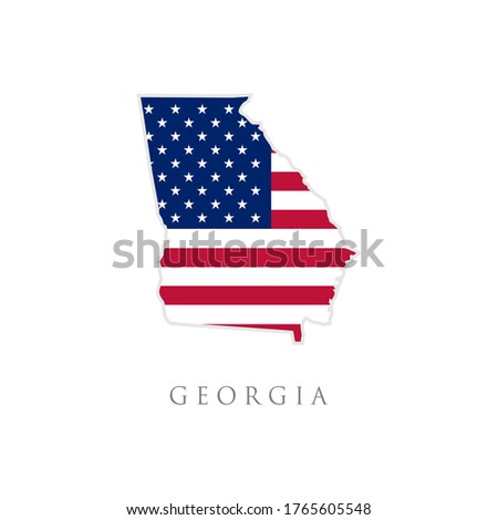 Shape of Georgia state map with American flag. vector illustration. can use for united states of America indepenence day, nationalism, and patriotism illustration. USA flag design