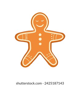 shape gingerbread cartoon. face candy, biscuit woman, gift cake shape gingerbread sign. isolated symbol vector illustration