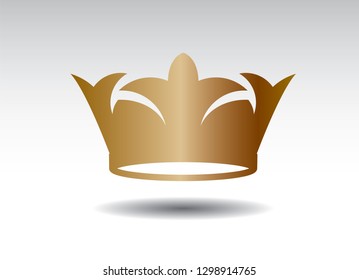 Shape of golden vector king crown icon. Vector Illustration.