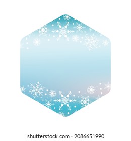 Shape Gradient rhombus in blue with Snowflakes. Beautiful element for background, postcards, discounts, your text or any Winter design. Vector illustration for social media, stories.