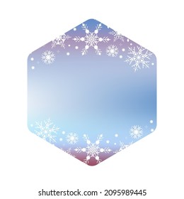 Gestalten Sie den Gradient Rhombus in Blau mit Schneeflocken. Schönes Element für Hintergrund, Postkarten, Rabatte, Ihr Text oder jedes Winterdesign. Vektorgrafik für Social Media, Geschichten.