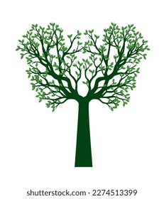 Shape of Green Tree with Leaves. Vector outline Illustration. Plant in Garden.