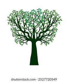 Shape of Green Tree with Leaves. Vector outline Illustration. Plant in Garden.