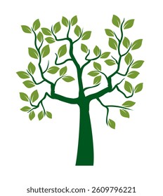Shape of Green Tree with Leaves. Vector outline Illustration. Plant in Garden.