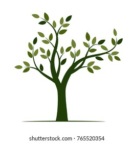 Shape of Green Tree with Leaves. Vector Illustration.