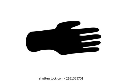 Shape of hand in doodle modern style, contemporary art. Black monochrome abstract silhouette isolated on white background.