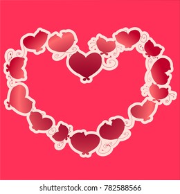 Shape of a heart in bright colors. There are silhouettes of cats inside the shape of a heart. It is a great idea for Valentines Day and Wedding card. This image is greate for printing on paper.