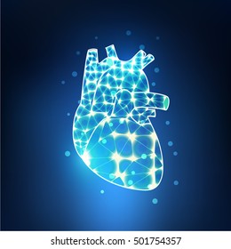 shape of heart with lighting effect, concept of health care technology advancement