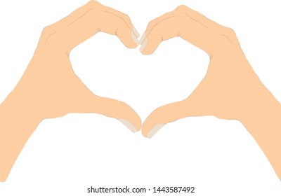 Shape of heart from line of the hands. First love concept