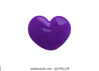 The shape of a heart. Liquid purple drop. Vector illustration. Glamorous shiny symbol.
