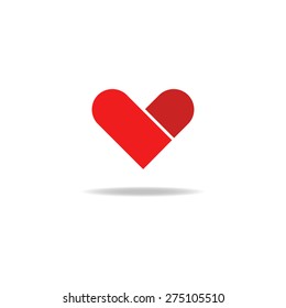 Shape heart logo idea, red graphic design element, mockup charity medical logotype, love icon template