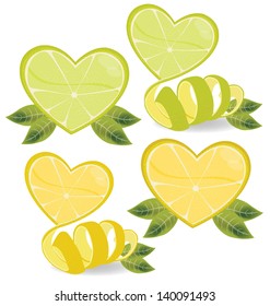 Shape of heart. love lemons vector illustration.