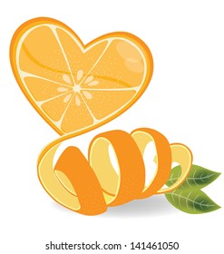 Shape of heart. love orange vector illustration.