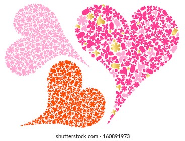 Shape of Heart made of many flowers 