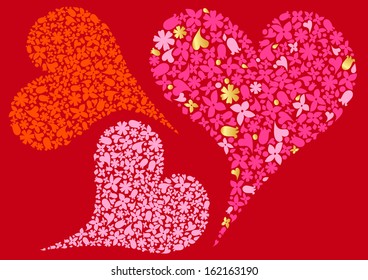 Shape of Heart made of many flowers 
