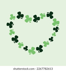 Shape of heart with shamrock Decorative element for creative St. Patrick's Day design tasks. Vector illustration