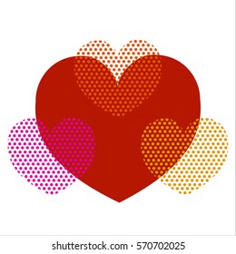 shape of hearts on a white background, vector illustration