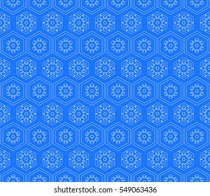 shape of hexagon. pattern. Seamless geometry design. blue color. Vector illustration.