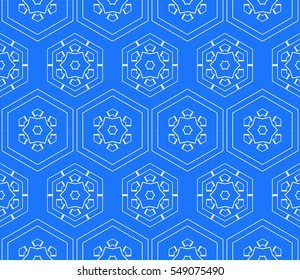 shape of hexagon. pattern. Seamless geometry design. blue color. Vector illustration.