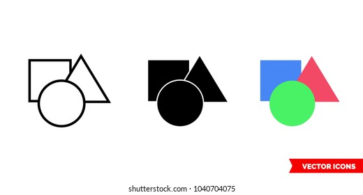 Shape icon of 3 types: color, black and white, outline. Isolated vector sign symbol.
