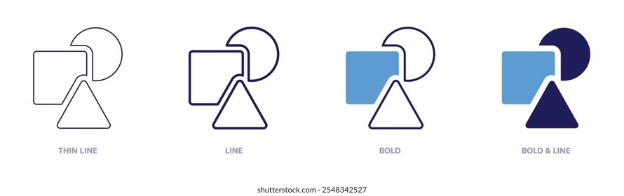 Shape icon in 4 different styles. Thin Line, Line, Bold, and Bold Line. Duotone style. Editable stroke.
