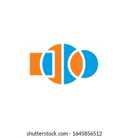 Shape icon abstract, circle symbol round, blue and orange