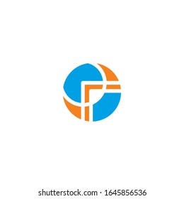 Shape icon abstract, circle symbol round, blue and orange
