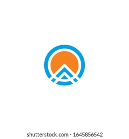 Shape icon abstract, circle symbol round, blue and orange