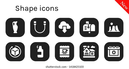 shape icon set. 10 filled shape icons.  Simple modern icons about  - Vase, Rope, Cloud, Mailbox, Canyon, 3d, Spray, Coffee, Home, Date