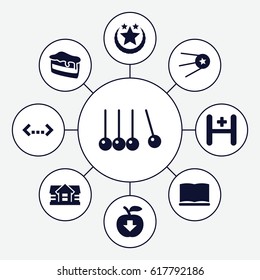 Shape icons set. set of 9 shape filled icons such as house, piece of cake, hospital, book, star, apple download, cradle