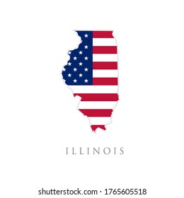 Shape of Illinois state map with American flag. vector illustration. can use for united states of America indepenence day, nationalism, and patriotism illustration. USA flag design