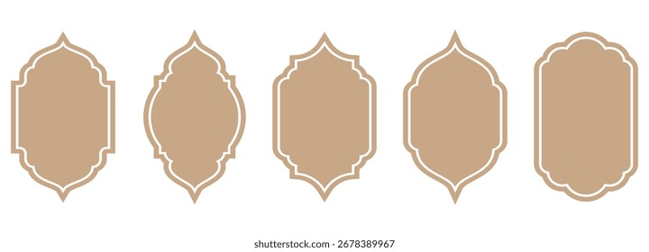 Dá forma à Porta Islâmica. Coleção de quadros Ramadan Kareem. Arcos decorativos de Eid Mubarak. Arquitetura árabe. Ilustração Vetor tradicional em estilo oriental. eps 10