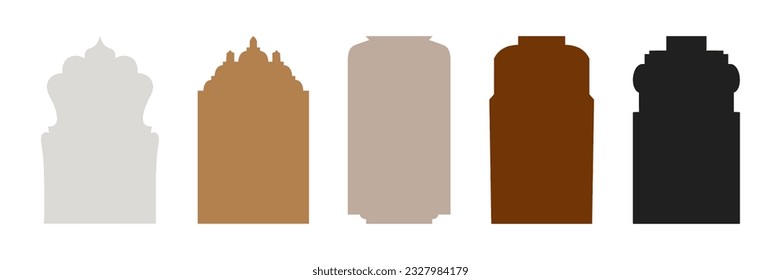 Shape islamic door. Shape  text box silhouette in oriental style. Ramadan kareem icon. Arab door in flat style. Vector illustration.