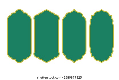 Shape Islamic door and window silhouette Arabic arch. Collection of patterns in oriental style. Frames in Arabic Muslim design for Ramadan Kareem. Vector mosque gate shape isolated on white background