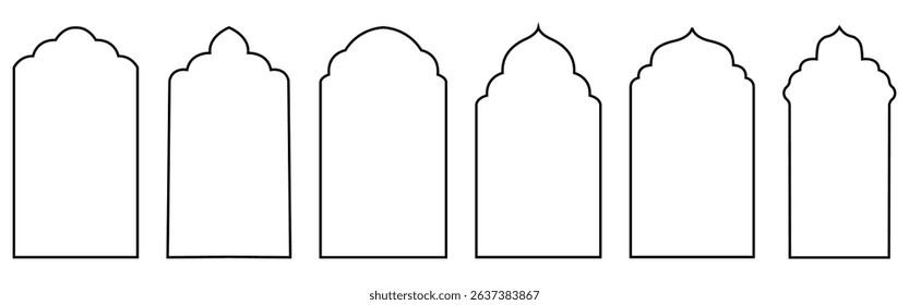 Shape Islamic door and window silhouette Arabic arch. isolated on transparent background.	
