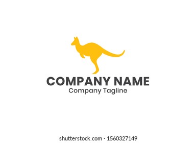 The shape of kangaroo modern logo design template with gold or yellow color. Simple logo for your business company.