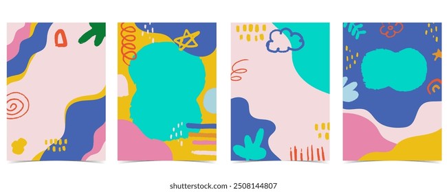 shape kid background with colorful.illustration vector for a4 vertical kid design