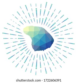 Shape of Lanai, polygonal sunburst. Map of the island with colorful star rays. Lanai illustration in digital, technology, internet, network style. Vector illustration.
