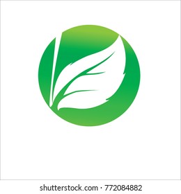 shape leaf vector logo design within a green globe