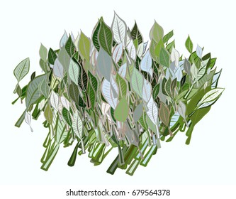 Shape of leaves drawing, abstract background pattern. Vector illustration graphic.