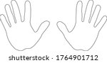 The shape of the left and right palms on a white background. The prints of both hands. Easily scalable vector illustration, isolated.