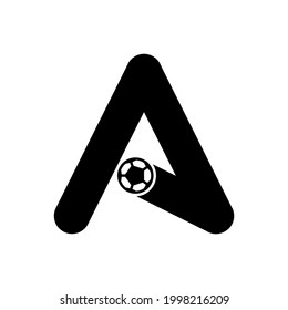 Shape of a letter A of soccer ball effect movement.