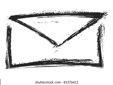 Shape of letter symbol created in grunge style