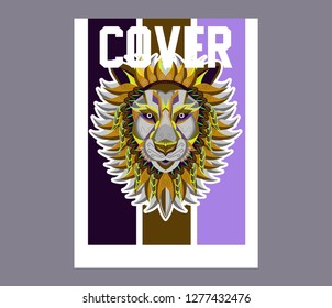 shape of lion head combined with colourful electronic board, concept of powerful technology - Vector