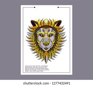 shape of lion head combined with colourful electronic board, concept of powerful technology - Vector