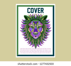 shape of lion head combined with colourful electronic board, concept of powerful technology - Vector