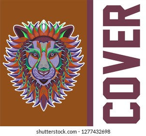 shape of lion head combined with colourful electronic board, concept of powerful technology - Vector