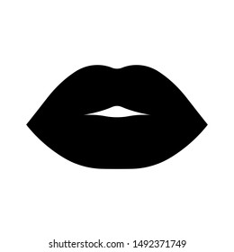 The shape of the lips. Black silhouette of plump, sensual female lips. Part of a human face. Vector for design, logo, abstraction, icon.