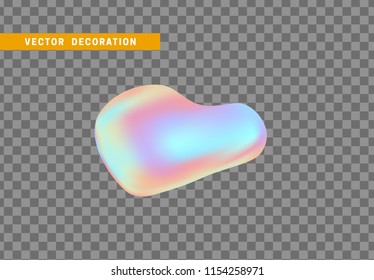 Shape liquid drops with colorful gradient. Abstract 3d fluid.